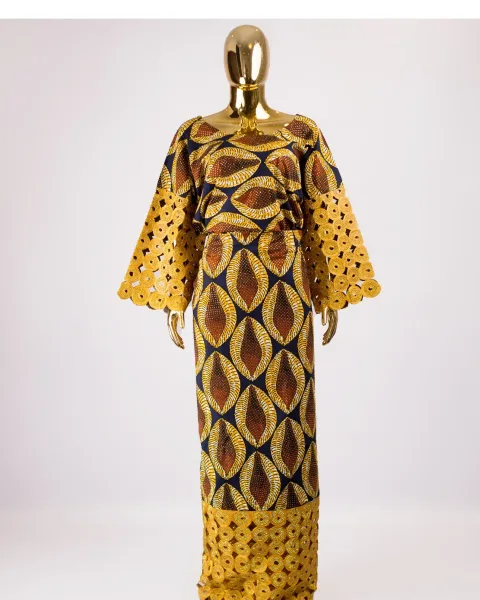 Luxuriously Embellished Mix And Match Patterned Iro And Buba Set