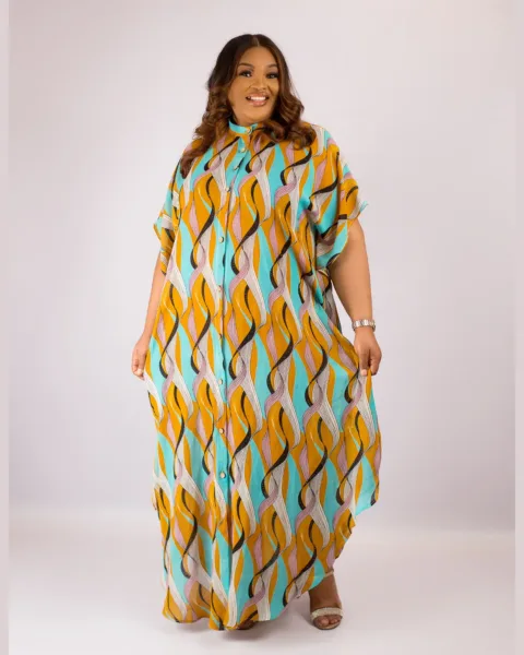Slightly Embellished Hallie Shirt Dress Bubu In Gold Mix