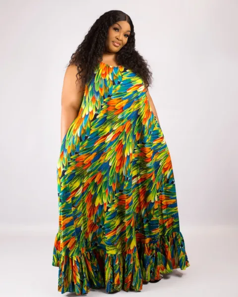 Well-Embellished Full Flare Aderonke Dress With Pleats