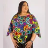 Lavishly Embellished Vee Top In Multi-Colored Ankara Print
