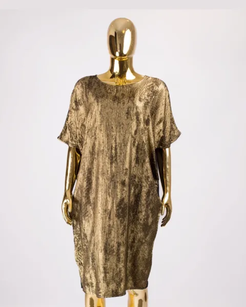 Well-Embellished Olamide Dress In Metallic Gold