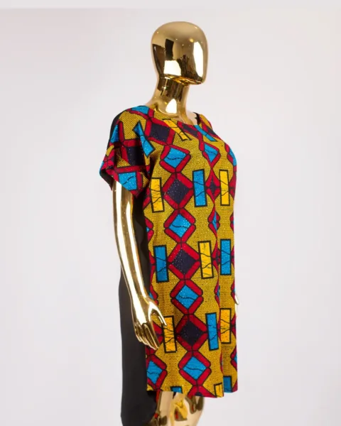 Front Embellished Hi-Lo Uche Dress - Yellow Mix