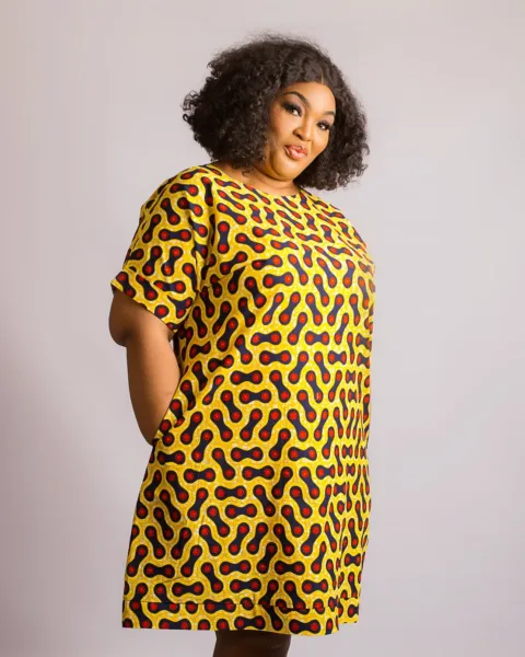 Slightly Embellished Oluwatoyin Dress In Yellow Mix