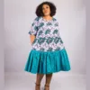 Well-Embellished Merry Dress In Lilac And Turquoise Mix