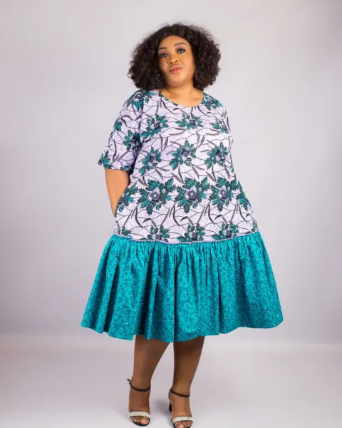 Well-Embellished Merry Dress In Lilac And Turquoise Mix