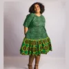 Lavishly Embellished Merry Dress In Green And Yellow Mix