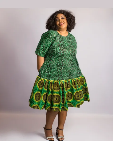Lavishly Embellished Merry Dress In Green And Yellow Mix