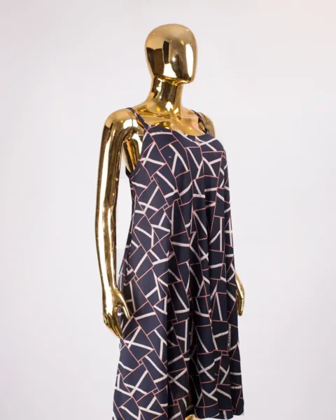 Mildly Stoned Toun Dress In Navy And Peach Mix (Long)