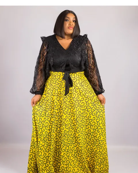 Fully Embellished Jade Long Flare Skirt (Fully Lined)