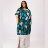 Lavishly Embellished Priscilla Frill Dress In Teal, Green And White Mix