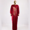 Front Embellished Sally Silk Dress In Wine Color