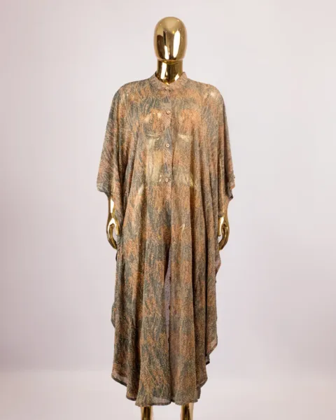 Lavishly Embellished Hallie Shirt Dress Bubu In Nude Mix