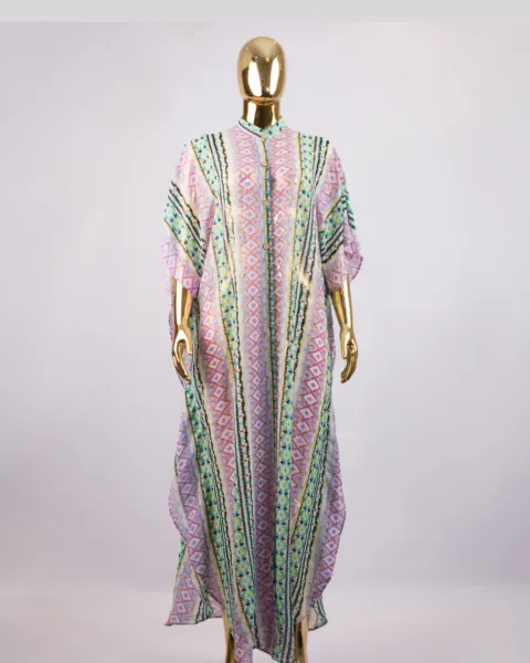 Hand Embellished Hallie Shirt Dress Bubu In Lilac Mix