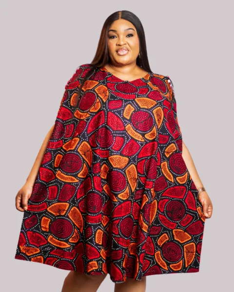 Embellished Amaka Dress (Orange Mix)