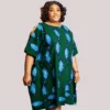 Stoned Yemisi Cold-Shoulder Bubu Dress (Green And Blue Mix)